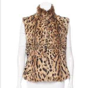 ADRIENNE LANDAU Leopard Print Fur Vest